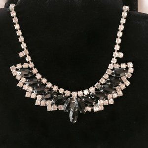 Vintage Rhinestone and Jet Paste Necklace